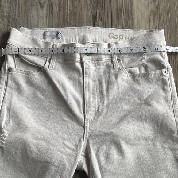 Gap Size 28r Slim Straight Leg Jean White Ripped - Picture 8 of 8